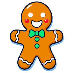 Gingerbread man. New year cookies, sweets. Cute christmas gingerbread man in flat style isolated on white background. Christmas icon. Holiday winter symbols. Festive treats. Vector illustration.	
