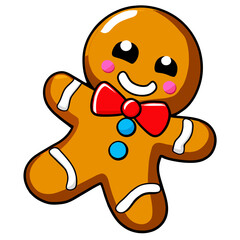 Gingerbread man. New year cookies, sweets. Cute christmas gingerbread man in flat style isolated on white background. Christmas icon. Holiday winter symbols. Festive treats. Vector illustration.	
