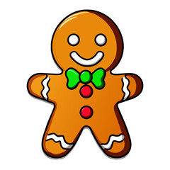 Gingerbread man. New year cookies, sweets. Cute christmas gingerbread man in flat style isolated on white background. Christmas icon. Holiday winter symbols. Festive treats. Vector illustration.	
