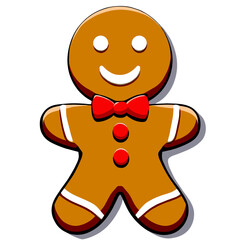 Gingerbread man. New year cookies, sweets. Cute christmas gingerbread man in flat style isolated on white background. Christmas icon. Holiday winter symbols. Festive treats. Vector illustration.	
