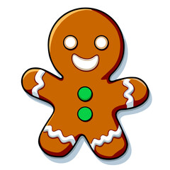Gingerbread man. New year cookies, sweets. Cute christmas gingerbread man in flat style isolated on white background. Christmas icon. Holiday winter symbols. Festive treats. Vector illustration.	
