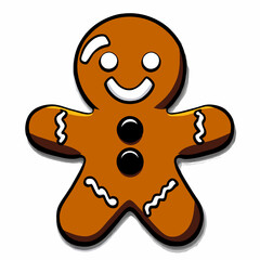 Obraz premium Gingerbread man. New year cookies, sweets. Cute christmas gingerbread man in flat style isolated on white background. Christmas icon. Holiday winter symbols. Festive treats. Vector illustration. 