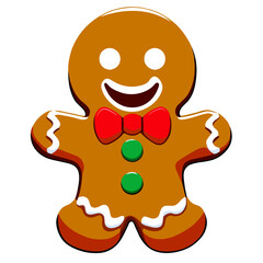 Gingerbread man. New year cookies, sweets. Cute christmas gingerbread man in flat style isolated on white background. Christmas icon. Holiday winter symbols. Festive treats. Vector illustration.	
