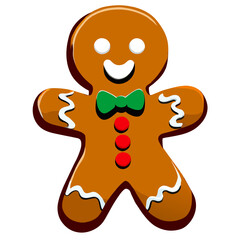 Obraz premium Gingerbread man. New year cookies, sweets. Cute christmas gingerbread man in flat style isolated on white background. Christmas icon. Holiday winter symbols. Festive treats. Vector illustration