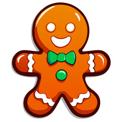 Gingerbread man. New year cookies, sweets. Cute christmas gingerbread man in flat style isolated on white background. Christmas icon. Holiday winter symbols. Festive treats. Vector illustration
