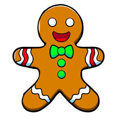 Gingerbread man. New year cookies, sweets. Cute christmas gingerbread man in flat style isolated on white background. Christmas icon. Holiday winter symbols. Festive treats. Vector illustration