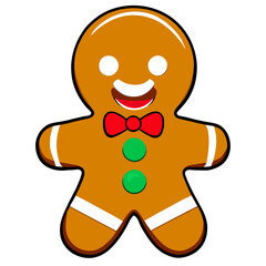 Gingerbread man. New year cookies, sweets. Cute christmas gingerbread man in flat style isolated on white background. Christmas icon. Holiday winter symbols. Festive treats. Vector illustration