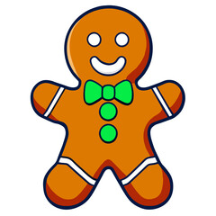 Gingerbread man. New year cookies, sweets. Cute christmas gingerbread man in flat style isolated on white background. Christmas icon. Holiday winter symbols. Festive treats. Vector illustration