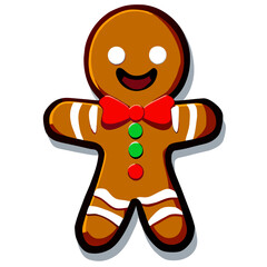 Fototapeta premium Gingerbread man. New year cookies, sweets. Cute christmas gingerbread man in flat style isolated on white background. Christmas icon. Holiday winter symbols. Festive treats. Vector illustration