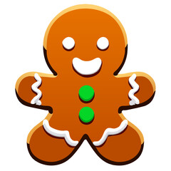 Gingerbread man. New year cookies, sweets. Cute christmas gingerbread man in flat style isolated on white background. Christmas icon. Holiday winter symbols. Festive treats. Vector illustration