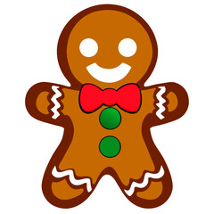 Gingerbread man. New year cookies, sweets. Cute christmas gingerbread man in flat style isolated on white background. Christmas icon. Holiday winter symbols. Festive treats. Vector illustration