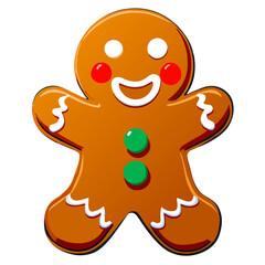 Obraz premium Gingerbread man. New year cookies, sweets. Cute christmas gingerbread man in flat style isolated on white background. Christmas icon. Holiday winter symbols. Festive treats. Vector illustration