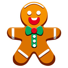 Obraz premium Gingerbread man. New year cookies, sweets. Cute christmas gingerbread man in flat style isolated on white background. Christmas icon. Holiday winter symbols. Festive treats. Vector illustration