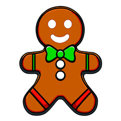 Gingerbread man. New year cookies, sweets. Cute christmas gingerbread man in flat style isolated on white background. Christmas icon. Holiday winter symbols. Festive treats. Vector illustration