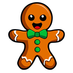 Gingerbread man. New year cookies, sweets. Cute christmas gingerbread man in flat style isolated on white background. Christmas icon. Holiday winter symbols. Festive treats. Vector illustration