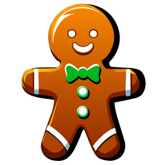 Gingerbread man. New year cookies, sweets. Cute christmas gingerbread man in flat style isolated on white background. Christmas icon. Holiday winter symbols. Festive treats. Vector illustration