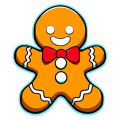 Gingerbread man. New year cookies, sweets. Cute christmas gingerbread man in flat style isolated on white background. Christmas icon. Holiday winter symbols. Festive treats. Vector illustration