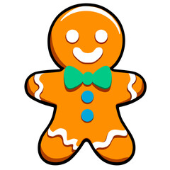 Gingerbread man. New year cookies, sweets. Cute christmas gingerbread man in flat style isolated on white background. Christmas icon. Holiday winter symbols. Festive treats. Vector illustration
