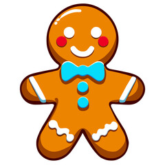 Gingerbread man. New year cookies, sweets. Cute christmas gingerbread man in flat style isolated on white background. Christmas icon. Holiday winter symbols. Festive treats. Vector illustration