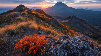 sunset over the mountains