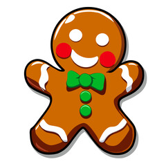 Gingerbread man. New year cookies, sweets. Cute christmas gingerbread man in flat style isolated on white background. Christmas icon. Holiday winter symbols. Festive treats. Vector illustration