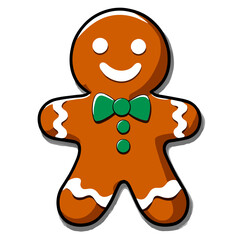 Gingerbread man. New year cookies, sweets. Cute christmas gingerbread man in flat style isolated on white background. Christmas icon. Holiday winter symbols. Festive treats. Vector illustration