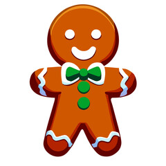 Gingerbread man. New year cookies, sweets. Cute christmas gingerbread man in flat style isolated on white background. Christmas icon. Holiday winter symbols. Festive treats. Vector illustration