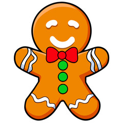 Gingerbread man. New year cookies, sweets. Cute christmas gingerbread man in flat style isolated on white background. Christmas icon. Holiday winter symbols. Festive treats. Vector illustration
