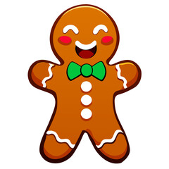 Gingerbread man. New year cookies, sweets. Cute christmas gingerbread man in flat style isolated on white background. Christmas icon. Holiday winter symbols. Festive treats. Vector illustration