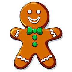 Gingerbread man. New year cookies, sweets. Cute christmas gingerbread man in flat style isolated on white background. Christmas icon. Holiday winter symbols. Festive treats. Vector illustration