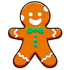 Gingerbread man. New year cookies, sweets. Cute christmas gingerbread man in flat style isolated on white background. Christmas icon. Holiday winter symbols. Festive treats. Vector illustration