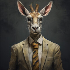 AI-Generated Portrait of a Businessman with a Deer Head
