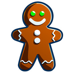 Gingerbread man. New year cookies, sweets. Cute christmas gingerbread man in flat style isolated on white background. Christmas icon. Holiday winter symbols. Festive treats. Vector illustration
