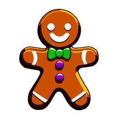 Obraz premium Gingerbread man. New year cookies, sweets. Cute christmas gingerbread man in flat style isolated on white background. Christmas icon. Holiday winter symbols. Festive treats. Vector illustration