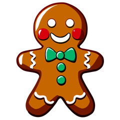 Gingerbread man. New year cookies, sweets. Cute christmas gingerbread man in flat style isolated on white background. Christmas icon. Holiday winter symbols. Festive treats. Vector illustration