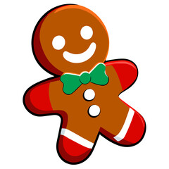 Gingerbread man. New year cookies, sweets. Cute christmas gingerbread man in flat style isolated on white background. Christmas icon. Holiday winter symbols. Festive treats. Vector illustration