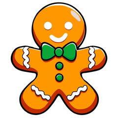 Gingerbread man. New year cookies, sweets. Cute christmas gingerbread man in flat style isolated on white background. Christmas icon. Holiday winter symbols. Festive treats. Vector illustration