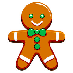 Gingerbread man. New year cookies, sweets. Cute christmas gingerbread man in flat style isolated on white background. Christmas icon. Holiday winter symbols. Festive treats. Vector illustration