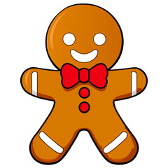 Gingerbread man. New year cookies, sweets. Cute christmas gingerbread man in flat style isolated on white background. Christmas icon. Holiday winter symbols. Festive treats. Vector illustration
