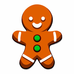 Gingerbread man. New year cookies, sweets. Cute christmas gingerbread man in flat style isolated on white background. Christmas icon. Holiday winter symbols. Festive treats. Vector illustration