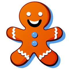 Gingerbread man. New year cookies, sweets. Cute christmas gingerbread man in flat style isolated on white background. Christmas icon. Holiday winter symbols. Festive treats. Vector illustration