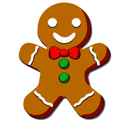 Gingerbread man. New year cookies, sweets. Cute christmas gingerbread man in flat style isolated on white background. Christmas icon. Holiday winter symbols. Festive treats. Vector illustration