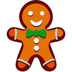 Gingerbread man. New year cookies, sweets. Cute christmas gingerbread man in flat style isolated on white background. Christmas icon. Holiday winter symbols. Festive treats. Vector illustration
