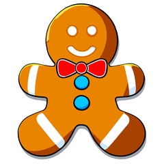 Gingerbread man. New year cookies, sweets. Cute christmas gingerbread man in flat style isolated on white background. Christmas icon. Holiday winter symbols. Festive treats. Vector illustration