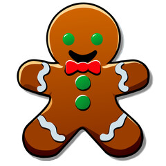 Gingerbread man. New year cookies, sweets. Cute christmas gingerbread man in flat style isolated on white background. Christmas icon. Holiday winter symbols. Festive treats. Vector illustration