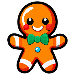 Gingerbread man. New year cookies, sweets. Cute christmas gingerbread man in flat style isolated on white background. Christmas icon. Holiday winter symbols. Festive treats. Vector illustration