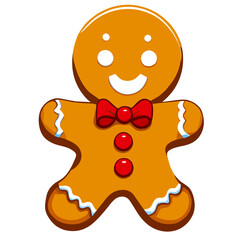Fototapeta premium Gingerbread man. New year cookies, sweets. Cute christmas gingerbread man in flat style isolated on white background. Christmas icon. Holiday winter symbols. Festive treats. Vector illustration