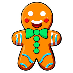 Gingerbread man. New year cookies, sweets. Cute christmas gingerbread man in flat style isolated on white background. Christmas icon. Holiday winter symbols. Festive treats. Vector illustration