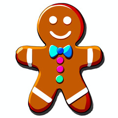 Gingerbread man. New year cookies, sweets. Cute christmas gingerbread man in flat style isolated on white background. Christmas icon. Holiday winter symbols. Festive treats. Vector illustration