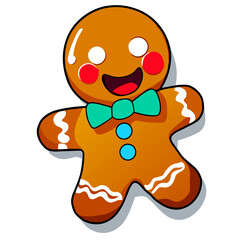 Gingerbread man. New year cookies, sweets. Cute christmas gingerbread man in flat style isolated on white background. Christmas icon. Holiday winter symbols. Festive treats. Vector illustration